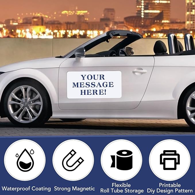DIYMAG 4Pcs Blank Car Magnets,Door Magnet Rounded Corners Magnetic Set for Vehicle to Advertise Business Cover Company Logo Prevent Cars Scratches Dents, White, 24/" x 12/" -4P