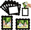 Kingdder 12 Pcs Scalloped Magnetic Picture Frame for Refrigerator 4 x 6 Black Reusable Picture Frame Magnets Decorative Photo Holders for Fridge Home School Office Kitchen Locker Decor