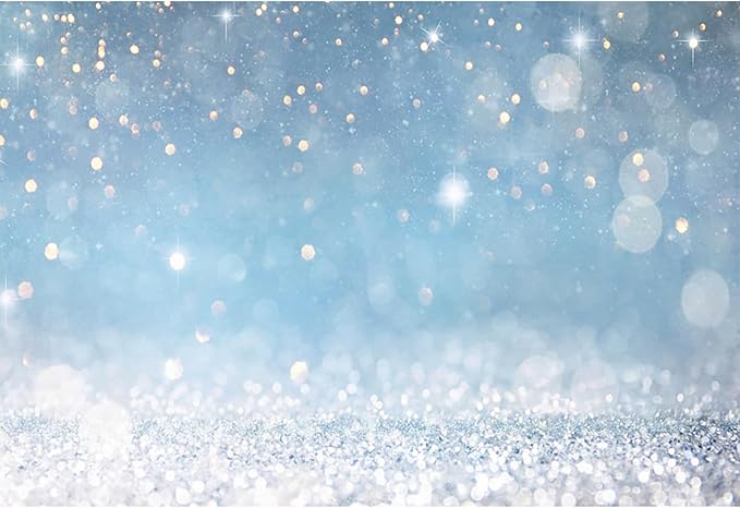 9x6ft Blue Bokeh (Not Glitter) Backdrops Birthday Party Abstract Golden Sparkling Spots Photography Background Baby Shower Wedding Prom Graduation Party Bokeh Decor Banner Photoshoot Props