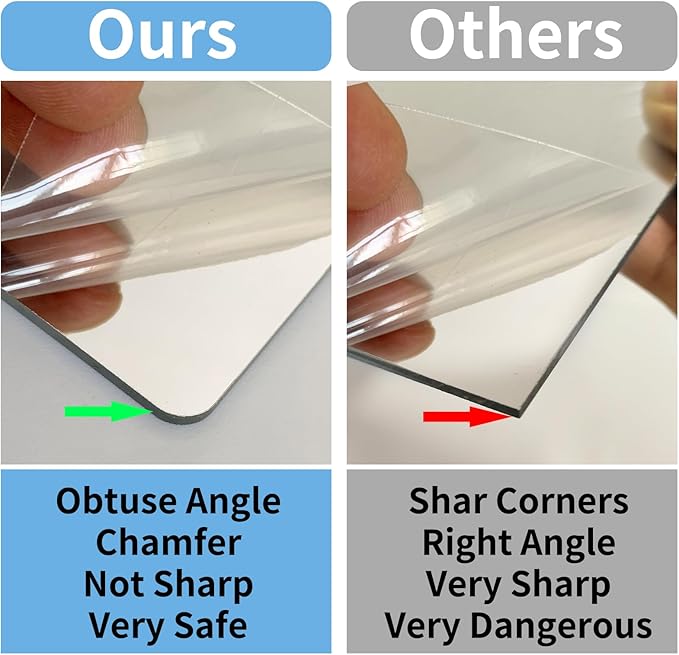 Unbreakable Acylic Small Mirror Tiles for Kids, (4-Pcs 14x14 Inch) Plastic Mirrors for Wall, Stick on Mirrors for Wall Decor, Shatterproof Mirror for Kids Bedroom