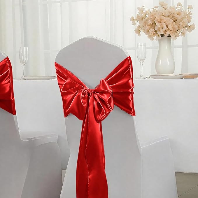 SHEJIZE 10 Pack Red Satin Table Runner 12x108 Inches Long, Bright Silky Smooth Satin Table Runner Table Decor for Wedding Banquet Christmas Prom Event Birthday Party