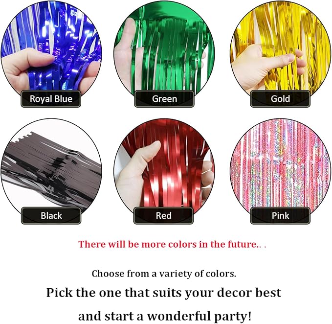 4 Pack Iridescent Pink Total 40 Feet Foil Fringe Garland Metallic Tinsel Banner Wall Hanging Drapes Parade Float Skirting Decorations for Trailer Mardi Gras Party Birthday Wedding