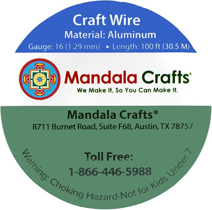 Mandala Crafts 16 Gauge Anodized Aluminum Craft Wire for Jewelry Making - 100 FT Colored Flexible Brown Wire - Bendable for Bonsai Armature Crafting Sculpting