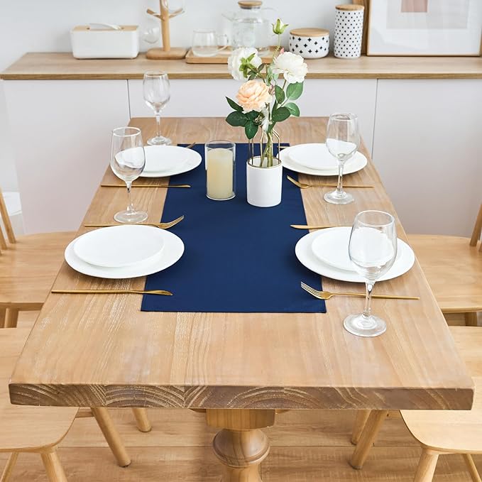 2 Pack Navy Blue Small Short Table Runner 12 x 24 Inch Solid Color Runners Coffee Table Dresser for Daily Party Home Decoration