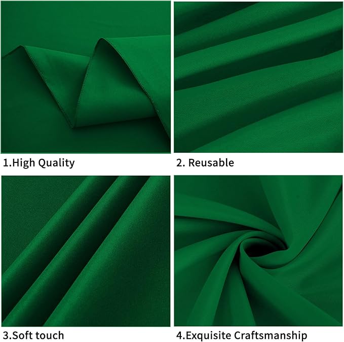 Hunter Green 6 Pack Polyester Table Cloth 60 x 126 Inch, Rectangle Tablecloths for 6 Foot Tables Washable Table Cloth for Party Wedding
