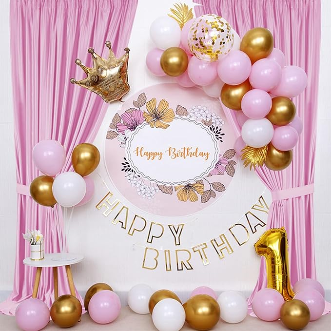 Sugargirl 10x10FT Pink Backdrop Curtains Polyester Photo Backdrop Drapes Curtains 2 Panels with Rod Pockets for Party Birthday Wedding Photography Home Decoration