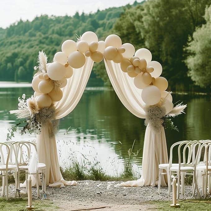 Wokceer Wedding Arch Draping Fabric 28.7" x 20FT Champagne Drapes Sheer Fabric Backdrop Arch Draping Fabrics for Wedding Ceremony Birthday Party Bridal Shower Decoration