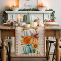 Fall Thanksgiving Southwest Cotton Linen Table Runner for Dining Kitchen, Orange Pumpkins Wedding Outdoor Party Rustic Tablerunners Decoration, Sunflower Dresser Scarf Tablecloth Runners 13x90 Inches