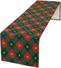 Christmas Table Runner,Green Red Xmas Plaid Table Cloth Kitchen Dining Table Decoration for Home Party Decor 13x108 Inch