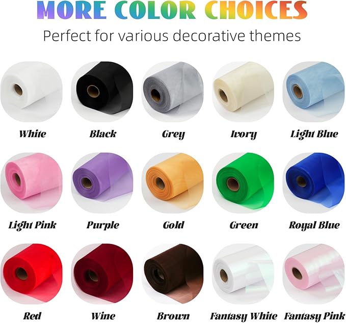 Crystal Organza Fabric Tulle 11 Inch by 50 Yards Sheer Tulle Rolls for DIY Craft Wedding Party Baby Shower Decor Gift Wrapping Party Supplies (Brown)