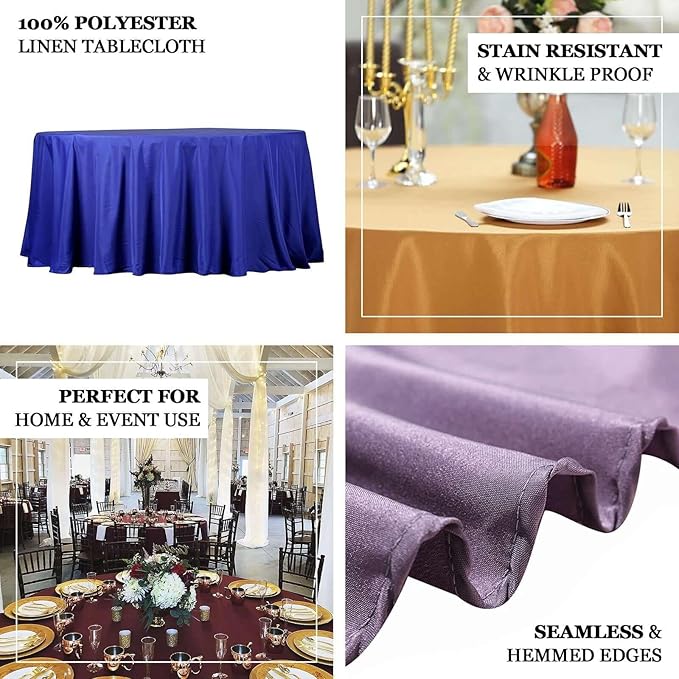 Efavormart Round Tablecloth, 132 Inch Stain & Wrinkle Resistant Washable Table Cloth, Decorative Polyester Fabric Table Cover for Banquet, Wedding, Dining- Orange