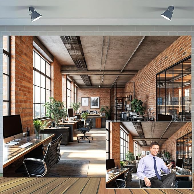 6X6ft Office Video Photo Backdrop Photography Background for Recording Conference, Zoom Home Podcast Backdrops Photo Booth Prop Decorations Wall Decor Tablecloth
