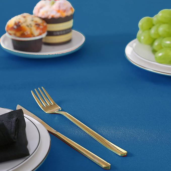 Rectangle Tablecloth 60x120 inch Washable Polyester Fabric Table Cloth for Wedding Party Dining Banquet Decoration（60x120, Mediterranean Blue）