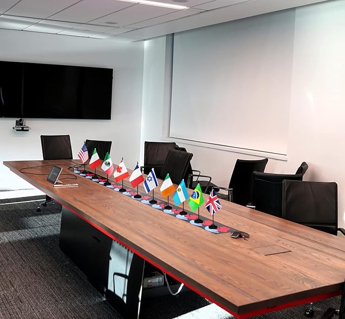12 Pack France Desk Flags Set, French Small Mini Table Office Flags With 12" Solid Black Pole, Black Base and Spear Top, Miniature Desktop Flag, Home Decoration, Office Decoration, Festival