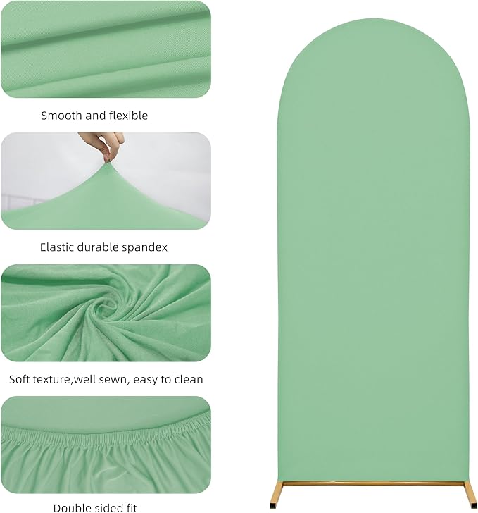 Wedding Arch Cover Spandex Arch Backdrop Cover 7.2FT Arch Stand Cover Arch Covers Stretchy Backdrop for Wedding Birthday Party Decoration Baby Shower Banquet Ceremony(Mint Green)