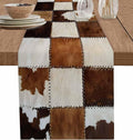 Abstract Cowhides Cotton Linen Table Runner for Dining Kitchen, Wedding Outdoor Party Tablerunners Decoration, Brown Beige Animal Fur Texture Dresser Scarf Coffee Tablecloth Runners 13x120 Inches