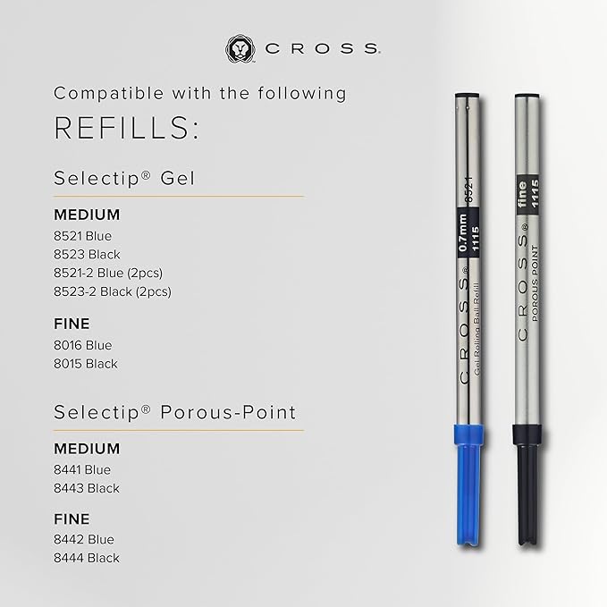 Cross Bailey Light Refillable Rollerball Pen Presented in a Everyday Gift Box - Medium Point, Black Ink, Glossy Black
