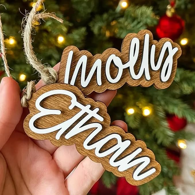 3Pcs Personalized Christmas Stocking Name Tags Custom Wooden Stocking Name Tag Customized Letters Tags Custom Xmas Stockings Hanging Tag Gifts for Christmas Stockings