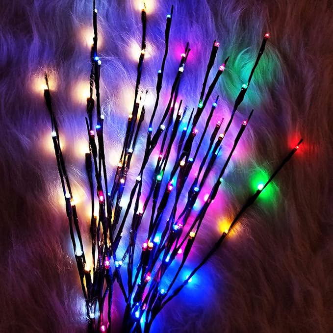 Led Branch Light Battery Operated Lighted Branches Vase Filler Willow Twig Lighted Branch 30 Inch 20 LED for Christmas Home Party Decoration Indoor Outdoor Use Pack of 2 White
