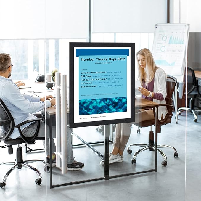 8.5"x 11" Self Adhesive Magnetic Sign Holder, Double Sided Window Magnetic Display Frame with Clear PVC and Strong Magnetic for Office/Store/Door/Glass/Refrigerator Display Frame(Black, 5Pack)