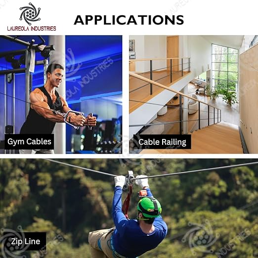 Laureola 1/8" 7x19 Stainless Steel Aircraft Wire Rope 304 Grade (1000ft)