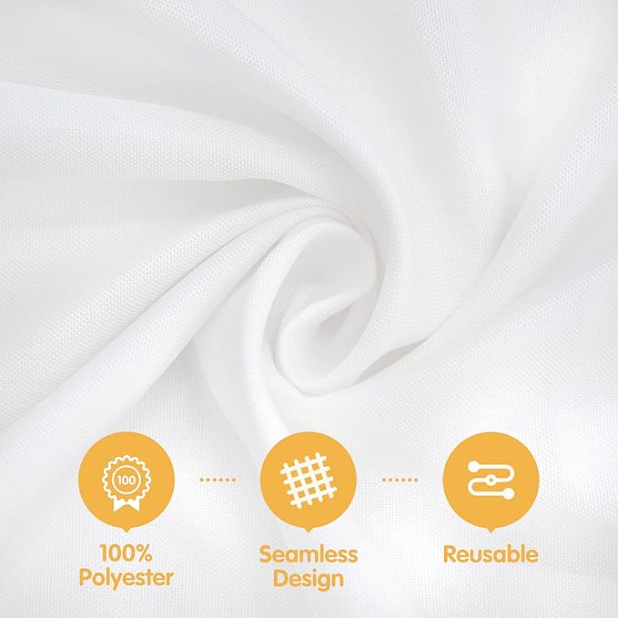 BRILLMAX 10 Pack White Round Tablecloths 90 Inch - Circle Bulk Linen Polyester Fabric Washable Table Cloth Cover for Wedding Reception Banquet Birthday Party Buffet Restaurant