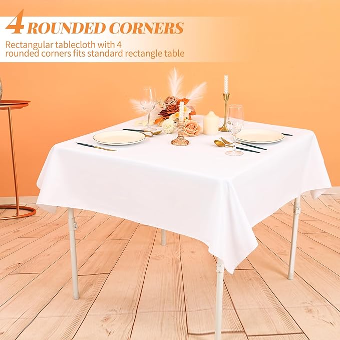 fani 12 Pack Square Tablecloth 52 x 52 Inch, White Tablecloth for Square Table, Washable Polyester Table Cloth, Fabric Table Cover for Wedding Parties Restaurant Buffet