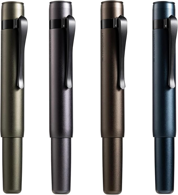 Hongdian M2 Black Forest Mini Fountain Pen, Medium Nib & Sleek Shape Aluminium Short Pocket Travel Pen (Army Green)