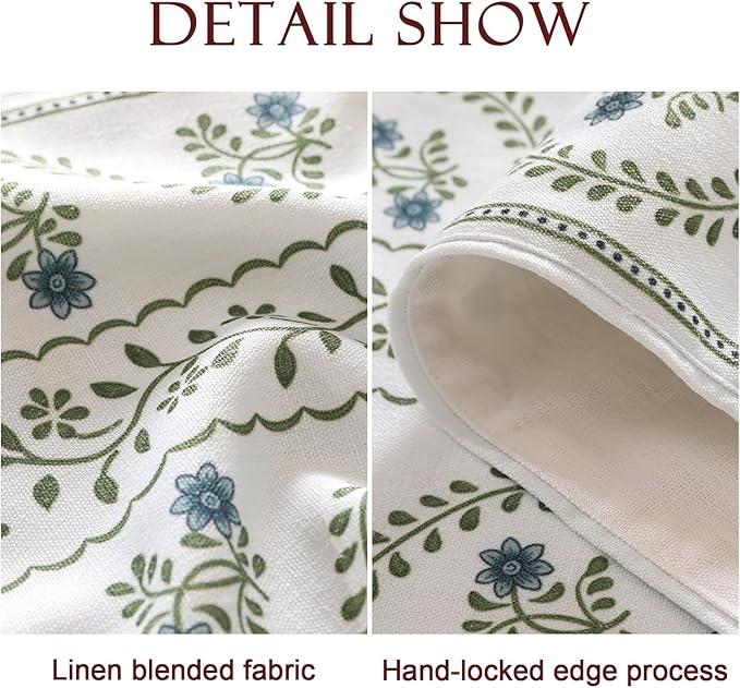 ISAENNE Designer White Elegant Linen Table Runner 102 Inches Long,Chinoiserie Floral Decor Durable Table Runners for Dining Tables,Thanksgiving,Kitchen Tables,Christmas,12"*102"-Mosella D