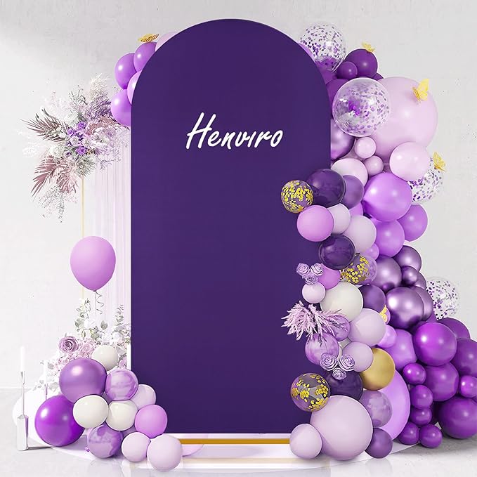 SoarDream 7.2FT Wedding Arch Cover Purple Spandex Fitted Wedding Arch Stand Covers Fitted for Round Top Chiara Arch Cover Stretchy Backdrop for Birthday Birthday Party Balloon Decor