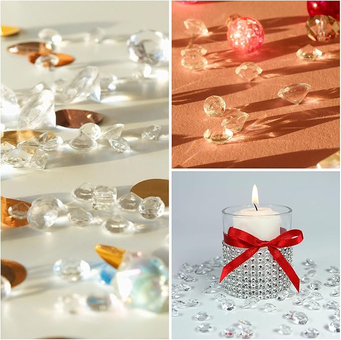 PATIKIL 4000 Pcs Wedding Table Scatter Confetti Crystals 6mm Acrylic Diamonds Vase Fillers Gems for Table Centerpiece Decorations Party Vase Beads, Coffee