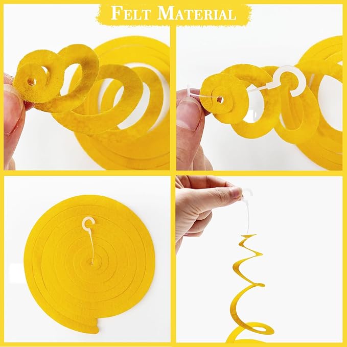 36 Pcs Super Mario Hanging Swirl Decorations Colorful Felt Swirl Streamer Spiral Ceiling Decorations Garland for Birthday Baby Shower Wedding Carnival Circus Clown Fiesta Festival Party Supplies
