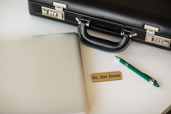 Custom Engraved Name Tag Badges – Personalized Identification with Pin or Magnetic Backing, 1.5 Inch x 3 Inches, Radiant Gold/Black