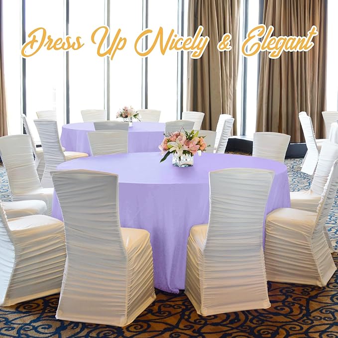 BRILLMAX 6 Pack Lavender 70 Inch Round Tablecloths Fit 30" to 54" Tables (8-20" Drop) - Circle Bulk Linen Polyester Fabric Washable Cloth Cover for Wedding Reception Banquet Birthday Party Buffet