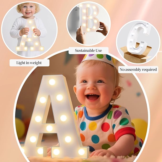 LED Marquee Light Up Letters Sign - Lighted Letters Alphabet for Birthday, Graduation, Bar Wall & Table Party Decor, Wedding Anniversary and Christmas Decorations, Letter H