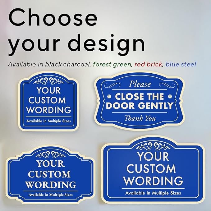 Custom Decorative Outdoor Metal Sign - Personalized Aluminum Driveway Sign, Waterproof, Made In USA - Design 3 Blue Steel 12x12 In