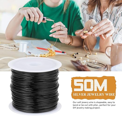 164FT Jewelry Wire 22 Gauge Tarnish-Resistant Copper Beading Wires Roll Bulk for DIY Crafts Jewelry Making, Black Wire