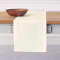 Solino Home Ivory Table Runner 144 Inches Long - Cotton Linen Hemstitch Extra Long Table Runner 14 x 144 Inch for Fall, Autumn, Thanksgiving, Christmas, Holiday