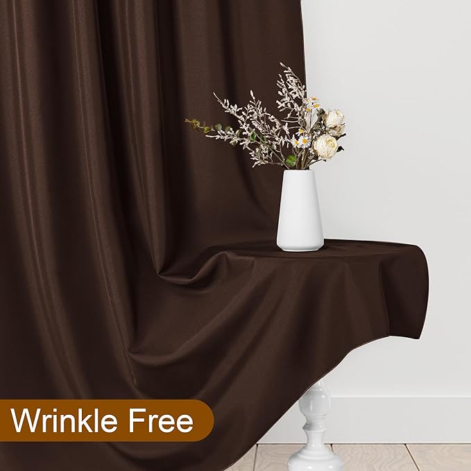 DWCN 10x8 FT Brown Backdrop Curtains for Parties, Photography Backdrop Drapes with Rod Pockets for Wedding Decorations Stage Birthday Family Gatherings, 2 Panels 5ft x 8ft