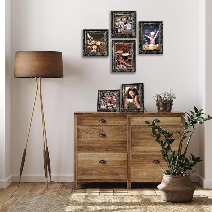 TKGYU 4x6 Picture Frame with Real Glass, 4 Pack Ornate Vintage Picture Frames for Wall or Tabletop Display, 4 x 6 Photo Frame for Wall home best gift