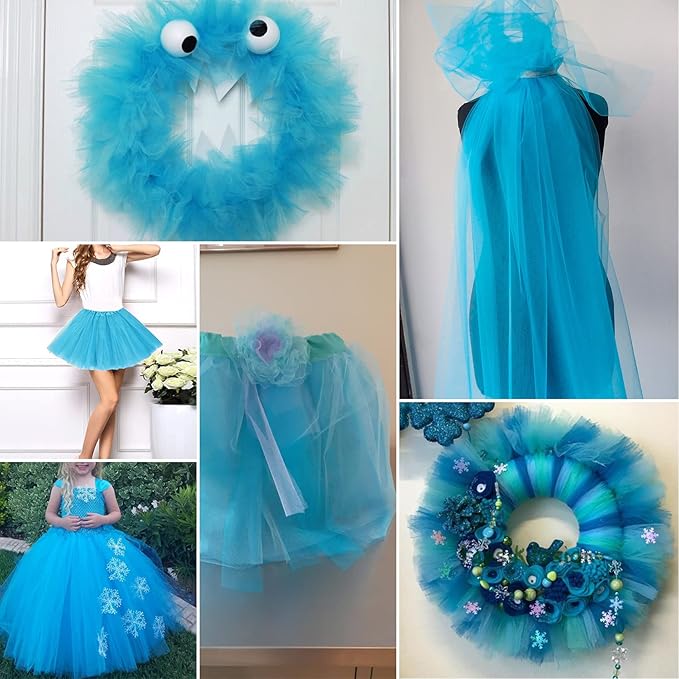 Turquoise Tulle Fabric Rolls 6 Inch by 100 Yards (300 feet) Fabric Spool Tulle Ribbon for DIY Tutu Bow Baby Shower Birthday Easter Party Wedding Decorations Christmas Craft Supplies