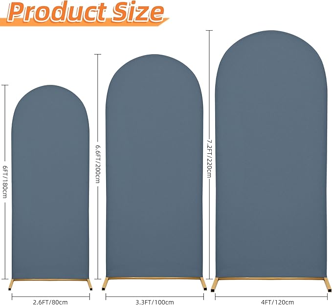 6.6FT Wedding Arch Covers Arch Backdrop Cover Arch Stand Covers Set Arch Cover Spandex Fabric Stretchy Backdrop for Wedding Birthday Party Decoration Baby Shower (Dusty Blue)