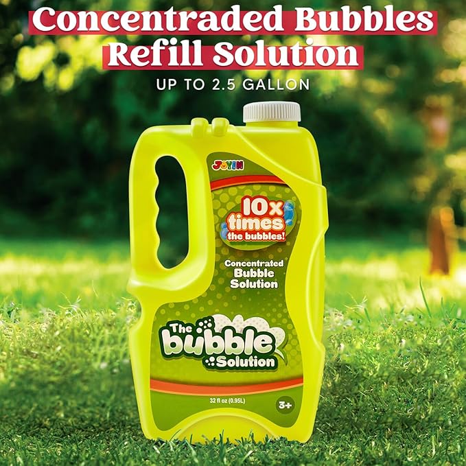 JOYIN 32 oz Bubble Solution Refills (Close to 1L/ 2.5 Gallon), Concentrated Solution for Bubble Machine, Wands, Blower, Easter (Yellow)