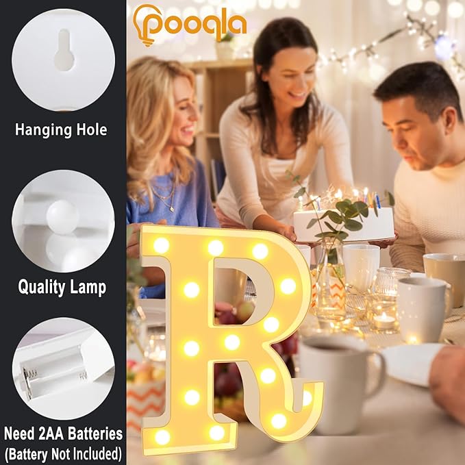 Pooqla LED Marquee Letter Lights, Warm White and Cool White Decorative Lighted Letters, Light Up Alphabet Letters for Boys Girls, Party, Wedding, Bar, Night Light, Birthday Decoration, Letter O