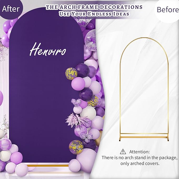 SoarDream 7.2FT Wedding Arch Cover Purple Spandex Fitted Wedding Arch Stand Covers Fitted for Round Top Chiara Arch Cover Stretchy Backdrop for Birthday Birthday Party Balloon Decor
