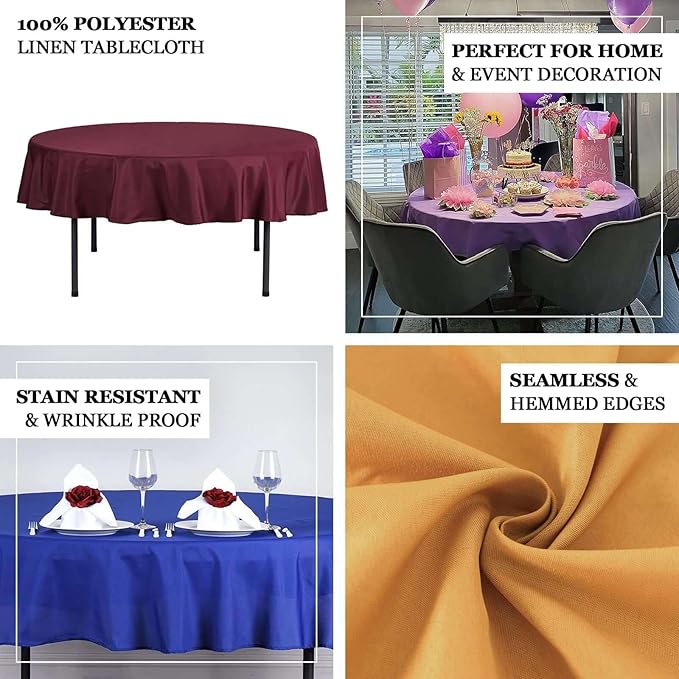 Efavormart Round Tablecloth, 70 Inch Stain & Wrinkle Resistant Washable Table Cloth, Decorative Polyester Fabric Table Cover for Banquet, Wedding, Dining- Ivory