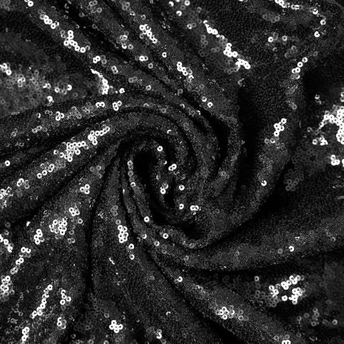 JYFLZQ Black Sequin Backdrop Curtains 2ft x 8ft 2 Panels Halloween Backdrop Glitter Photo Booth Backdrops Sparkly Photography Background Drapes for Graduation Birthday Parties