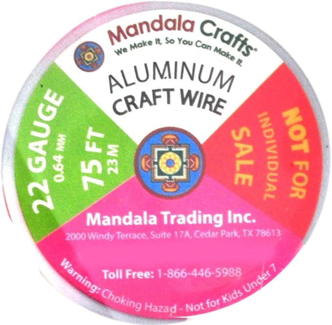 Mandala Crafts 22 Gauge Anodized Aluminum Craft Wire for Jewelry Making - 450 FT Colored Flexible Silver Combo Wire - Bendable for Bonsai Armature Crafting Sculpting