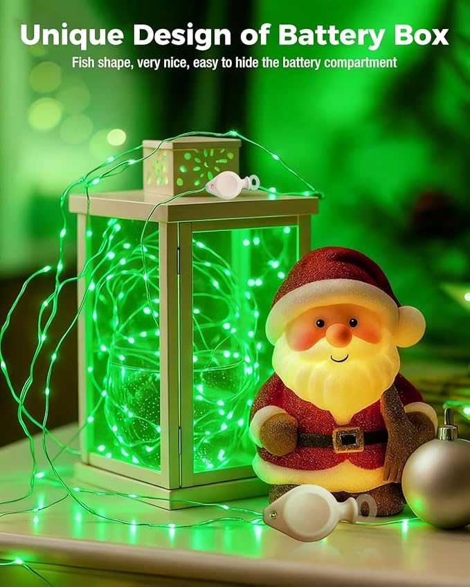 btfarm 6 Pack Fairy Lights Battery Operated, 7FT 20 LED Mini String Lights Waterproof Silver Wire for Mason Jars Centerpiece Table Crafts Bedroom Christmas Decoration, Green