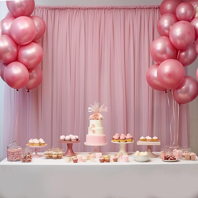 PARTISKY 20ft X 10ft Dusty Rose Tulle Backdrop Curtain for Parites, Sheer Backdrop Curtains Fabric Drapes for Wedding Ceremony Arch Party Stage Decorations